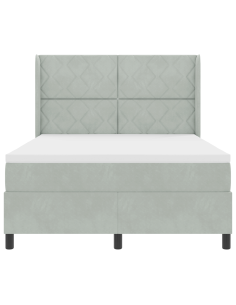 Letto a molle con materasso Grigio chiaro 140 x 200 cm Velluto 2
