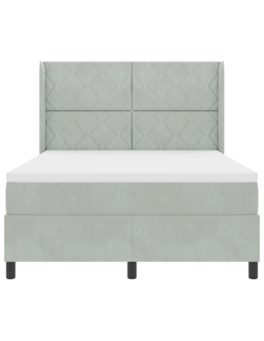 Letto a molle con materasso Grigio chiaro 140 x 200 cm Velluto