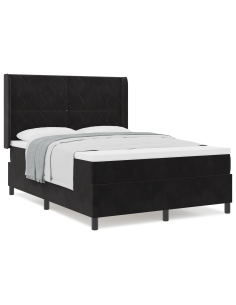 Letto a molle con materasso Nero 140 x 200 cm Velluto 2