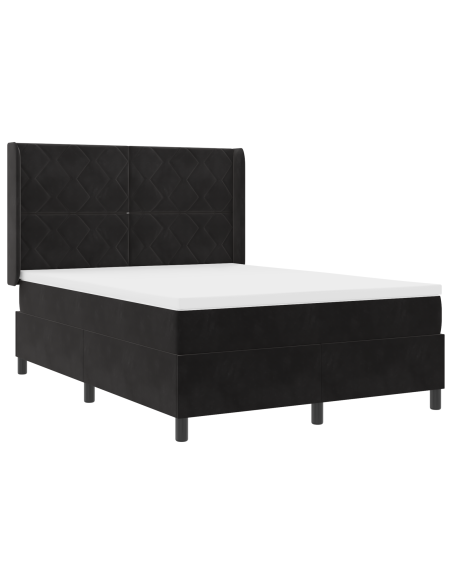 Letto Box Spring con Materasso Nero 140x200 cm Velluto