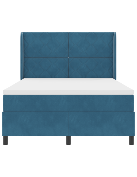 Letto con Box Spring e Materasso Blu Scuro 140x200 cm Velluto