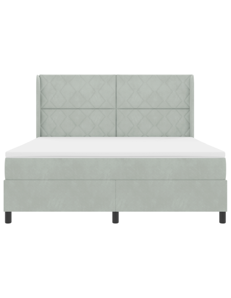 Letto con Rete a Molle Grigio Chiaro 180x200 cm Velluto