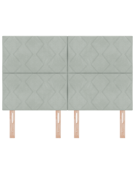 Testata LED Design a Blocchi di Diamante Grigio Chiaro 160 cm Velluto