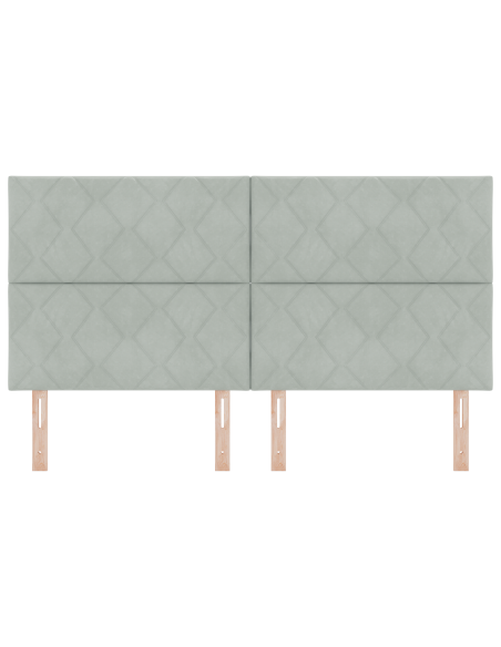 Testata LED  design a blocchi di diamante grigia chiara 180 cm velluto