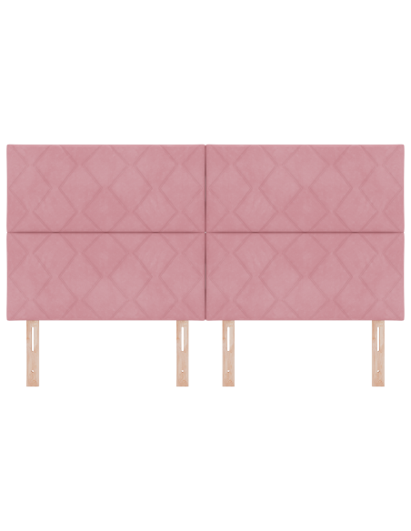 Testata LED Rosa Set di 3 Velluto 180 cm USB-C Rettangolare Moderno