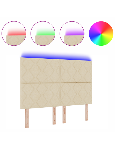 Testata LED  Design a Blocchi Diamond Crema 160 cm Tessuto