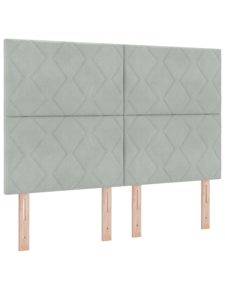 Testata LED Design a Blocchi di Diamante Grigio Chiaro 160 cm Velluto