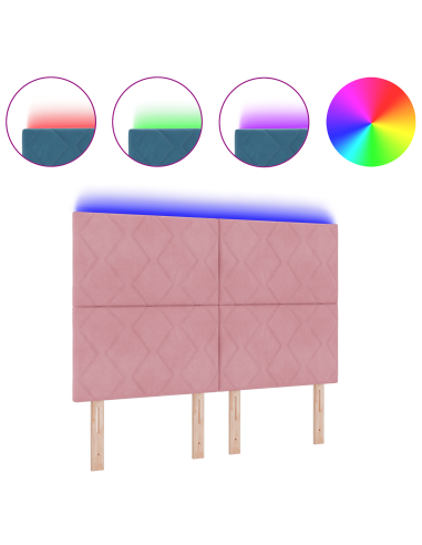 Testiera LED Rosa 160 cm Pelle Sintetica