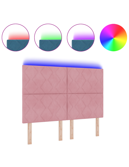 Testiera LED Rosa 160 cm Pelle Sintetica