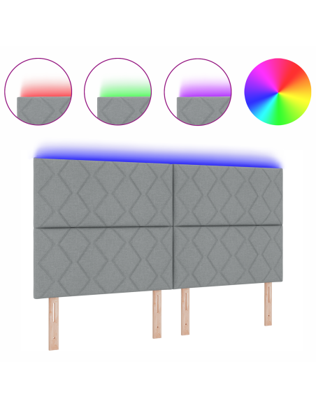 Testata LED  Design a Rombi Grigio Chiaro 180 cm Tessuto