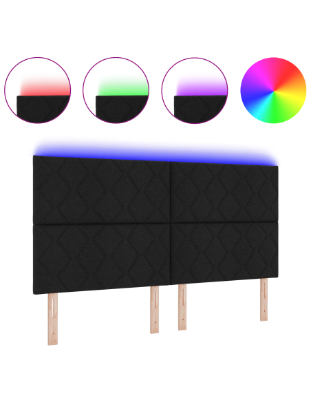 Testata LED  Design Blocchi di Diamante Nera 180 cm Tessuto