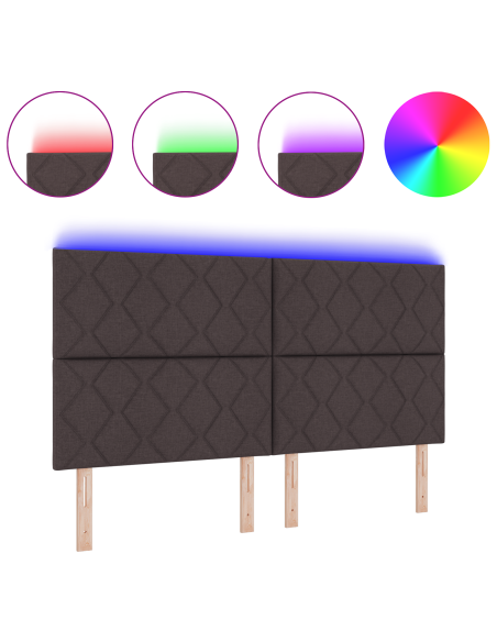 Testata LED  Design a Blocchi di Diamante Marrone Scuro 180 cm Tessuto