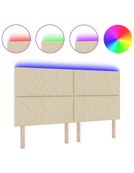 Testa Letto LED Set di 3 Crema Imbottita 180 cm Moderna