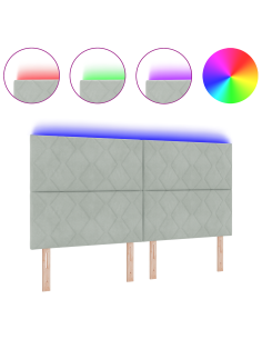 Testiera LED Grigio chiaro 180 cm Pelle Sintetica 2