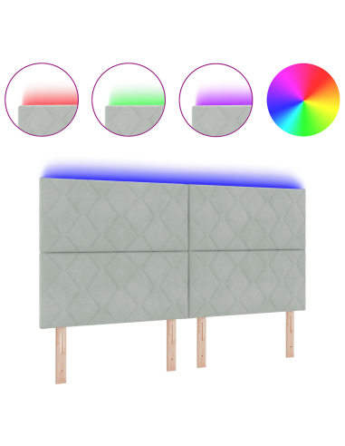 Testiera LED Grigio chiaro 180 cm Pelle Sintetica