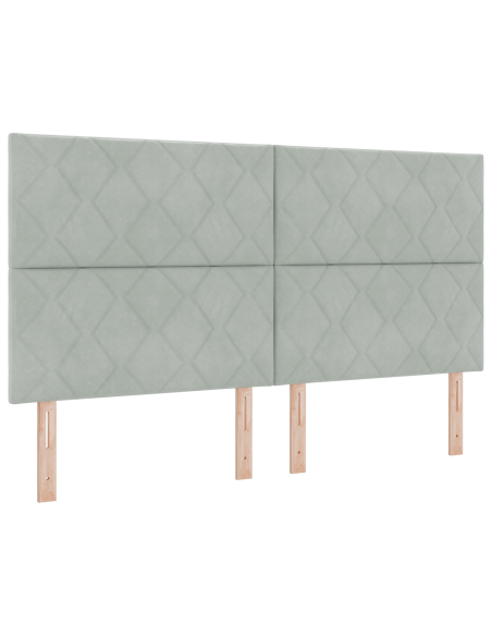 Testata LED  design a blocchi di diamante grigia chiara 180 cm velluto