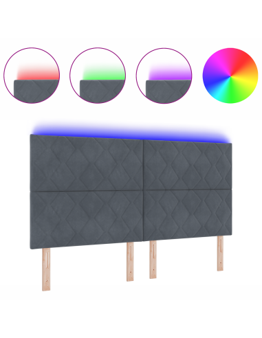 Testiera LED Grigio scuro 180 cm Pelle Sintetica