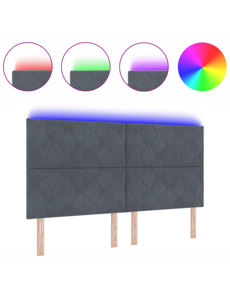 Testiera LED Grigio scuro 180 cm Pelle Sintetica