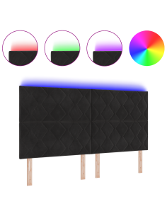 Testiera LED Nero 180 cm Pelle Sintetica 2