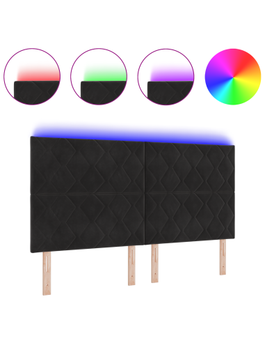 Testiera LED Nero 180 cm Pelle Sintetica