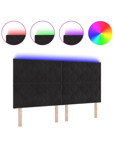 Testiera LED Nero 180 cm Pelle Sintetica