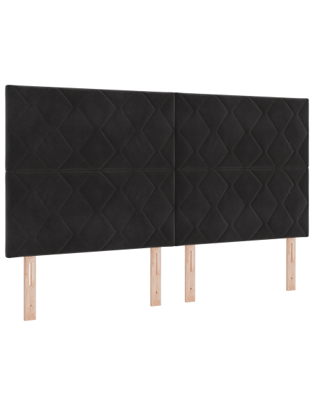 Testiera LED  Design a Blocchi di Diamante Nera 180 cm Velluto