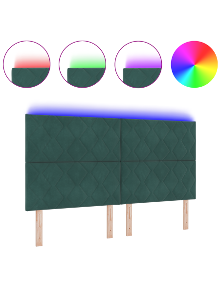 Testata LED Design Blocchi Diamante Verde Scuro 180 cm Velluto
