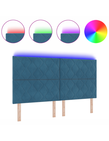 Testiera LED Blu Scuro 180 cm Pelle Sintetica