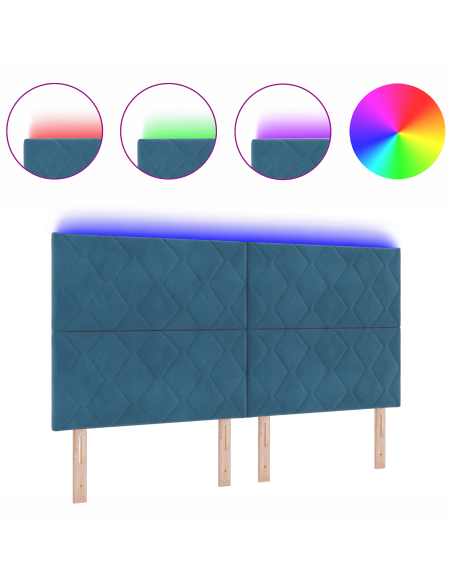 Testiera LED Blu Scuro 180 cm Pelle Sintetica