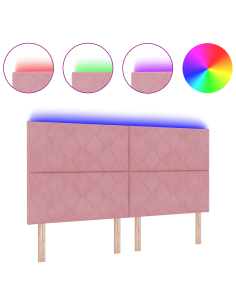 Testiera LED Rosa 180 cm Pelle Sintetica 2