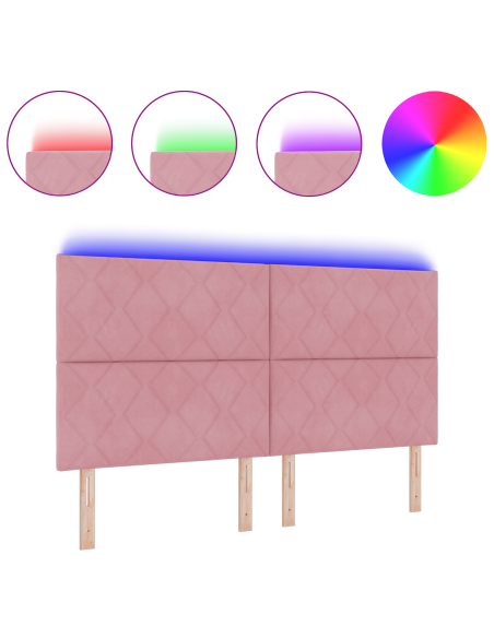 Testiera LED Rosa 180 cm Pelle Sintetica