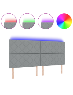 Testiera Grigio chiaro 200 cm Tessuto 2