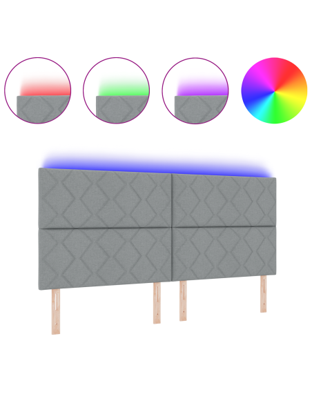 Testata LED  Design Blocchi di Diamante Grigio Chiaro 200 cm Tessuto