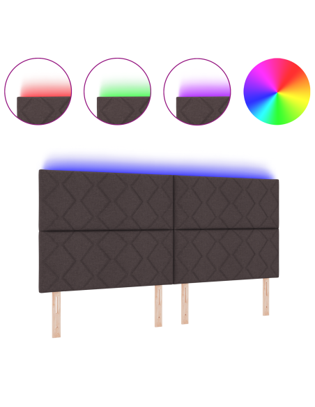 Testata LED  Design a Blocchi di Diamante Marrone Scuro 200 cm Tessuto