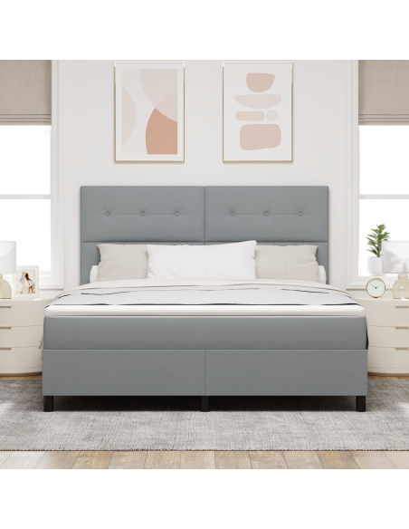 Letto con Box Spring con Materasso & LED Grigio Chiaro 180x200 cm Tessuto