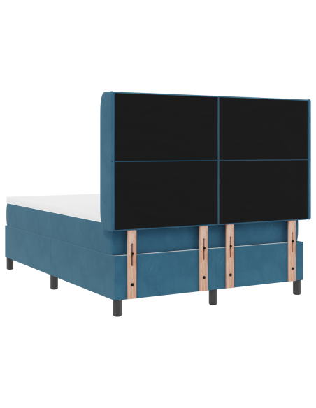 Letto Box Spring  con Materasso Blu Scuro 160x200 cm Velluto