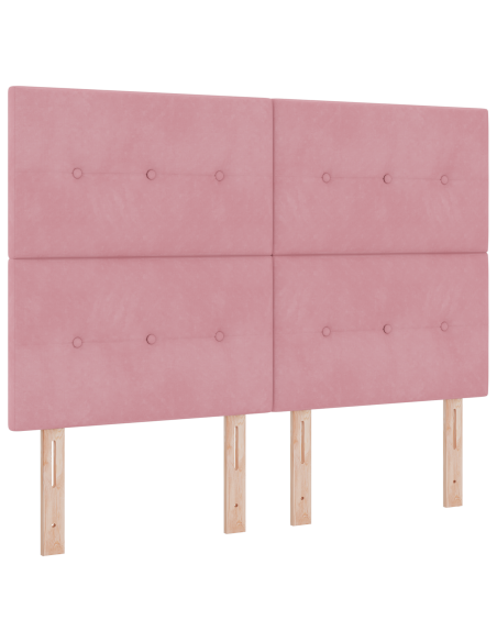 Letto a molle con materasso Rosa 160 x 200 cm Velluto