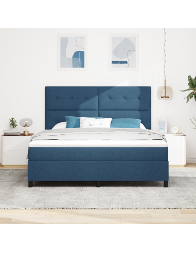 Letto a molle con materasso con led Blu 180 x 200 cm Tessuto