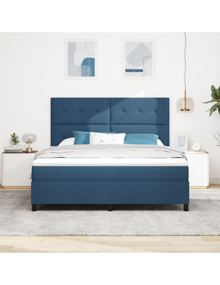 Letto con Rete a Molle con Materasso e LED Blu 180x200 cm Tessuto