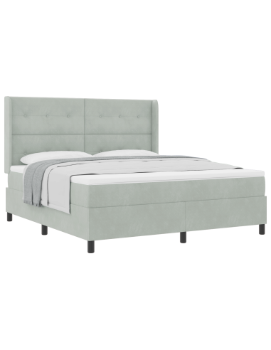 Letto a molle con materasso Grigio chiaro 180 x 200 cm Velluto