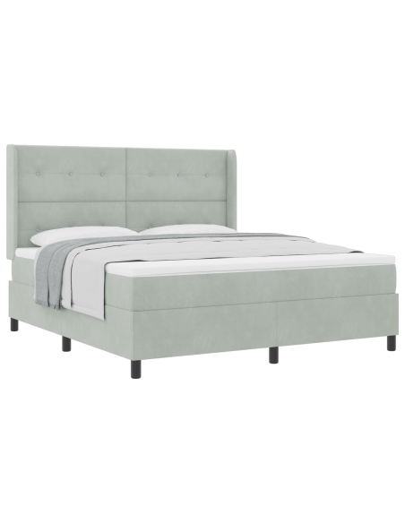 Letto Box Spring con Materasso Grigio Chiaro 180x200 cm in Velluto