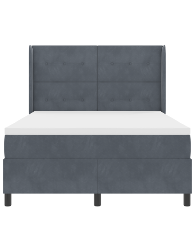Letto a molle con materasso Grigio scuro 140 x 200 cm Velluto