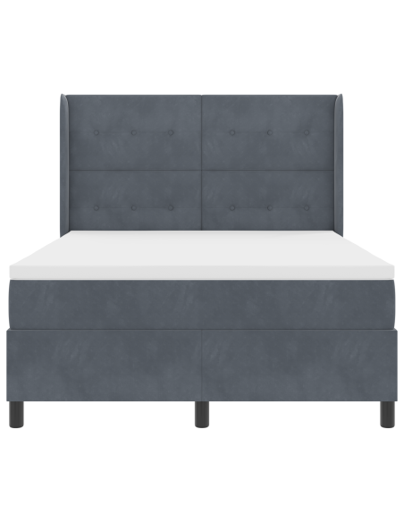 Letto Box Spring con Materasso Grigio Scuro 140x200 cm in Velluto