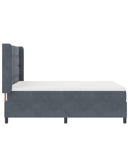 Letto Box Spring con Materasso Grigio Scuro 140x200 cm in Velluto