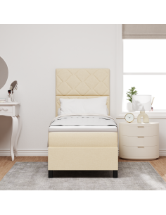 Letto a molle con materasso con led Crema 80 x 200 cm Tessuto