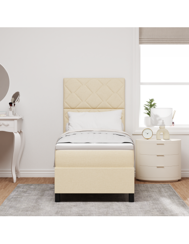 Letto a molle con materasso con led Crema 80 x 200 cm Tessuto