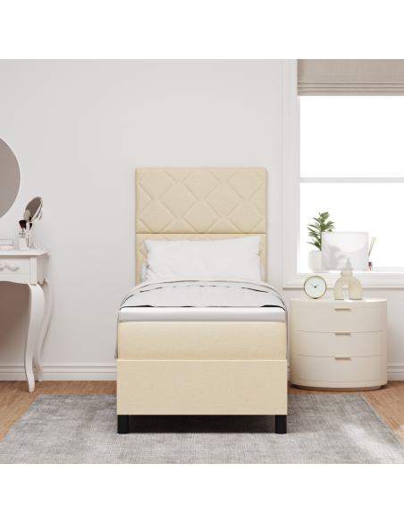 Letto a Molle Box con Materasso & LED Crema 80x200 cm Tessuto