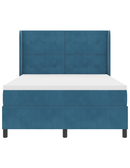 letto box Spring  con materasso blu scuro 140x200 cm in velluto