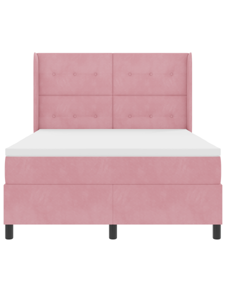 Letto Box Spring con Materasso Rosa 140x200 cm Velluto