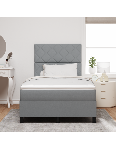 Letto con Rete a Molle con Materasso e Luce LED Grigio Chiaro 120x190 cm Tessuto